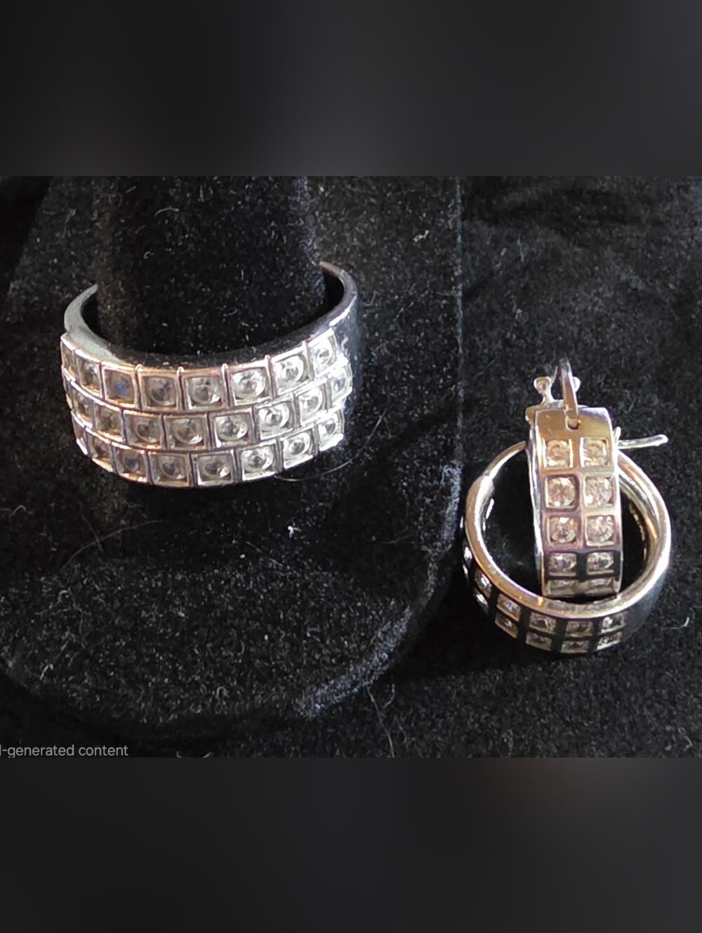 Epiphany Platinum Over Silver CZ Square-Stud Ring and Hoop Earring Set